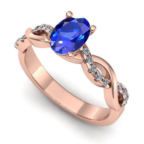 Inel logodna din aur roz cu safir