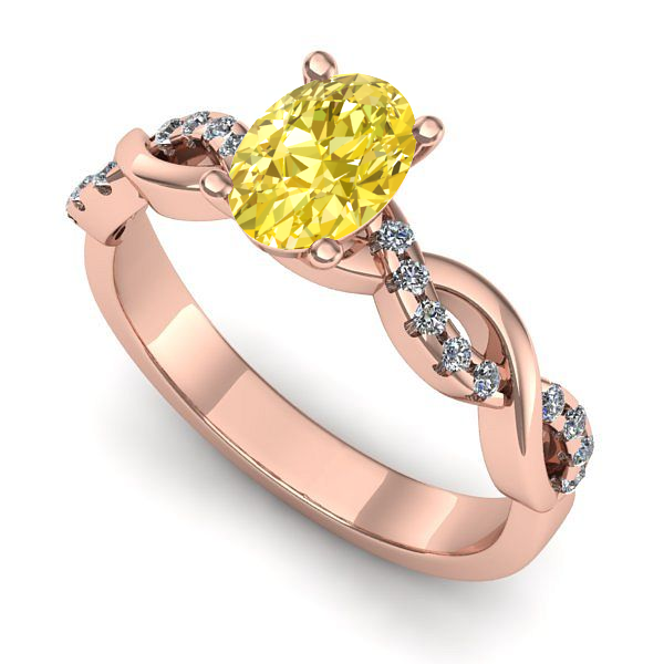 Inel din aur roz cu safir galben