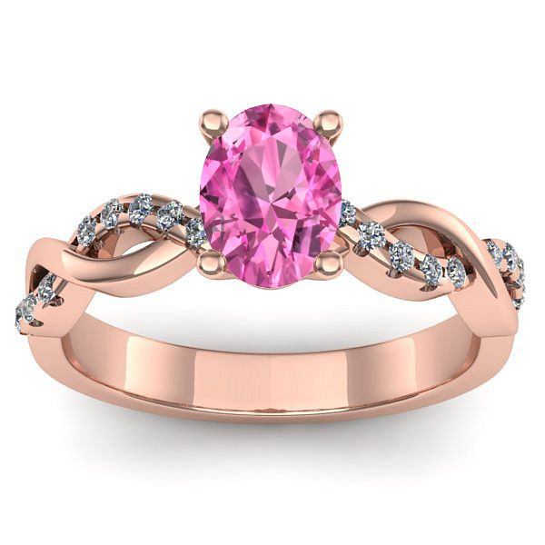 Inel logodna cu safir roz oval