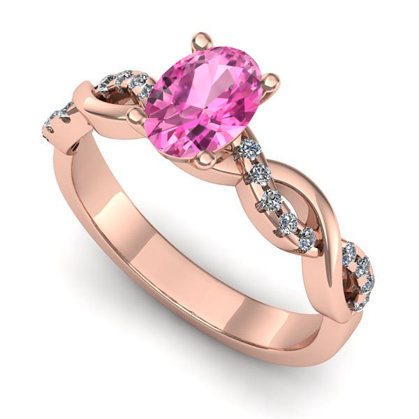 Inel logodna din aur roz cu safir roz