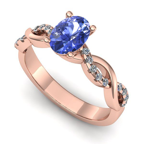Inel de logodna din aur roz cu tanzanit