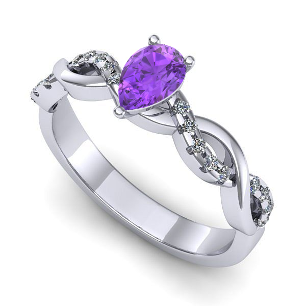 Inel din aur alb cu ametist