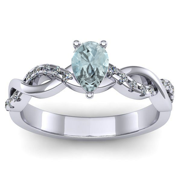 Inel logodna cu aquamarin lacrima