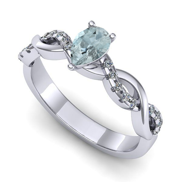 Inel de logodna din aur alb cu aquamarin