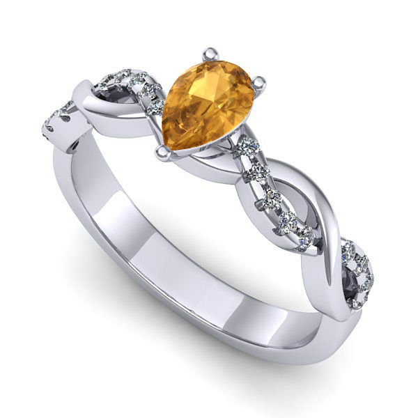 Inel de logodna din aur alb cu citrin