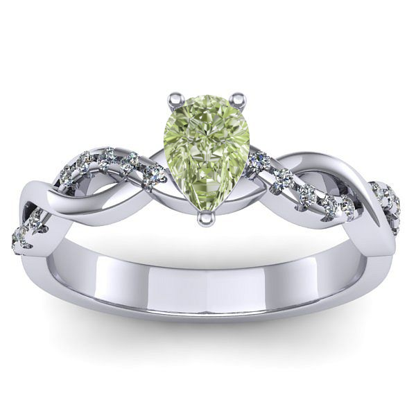 Inel de logodna cu diamant de laborator verde lacrima