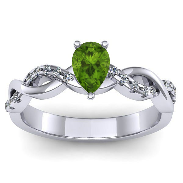 Inel de logodna cu peridot lacrima