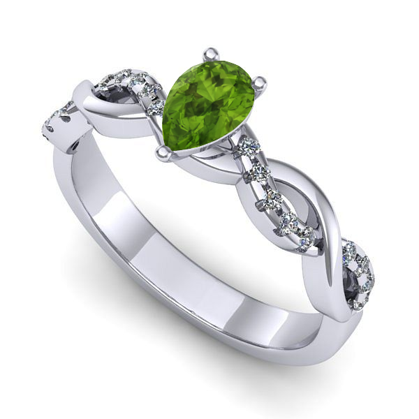 Inel din aur alb cu peridot