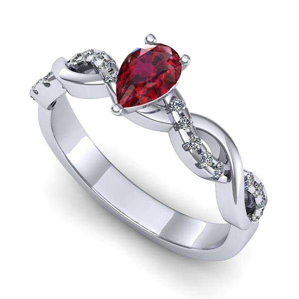 Inel logodna din aur alb cu rubin