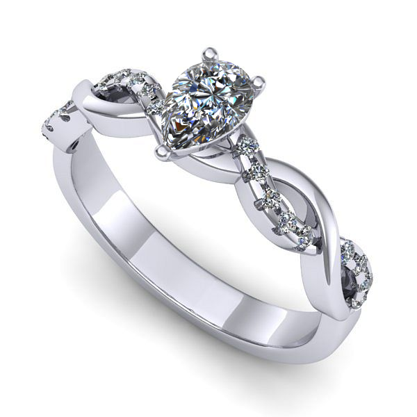 Inel din aur alb cu safir alb