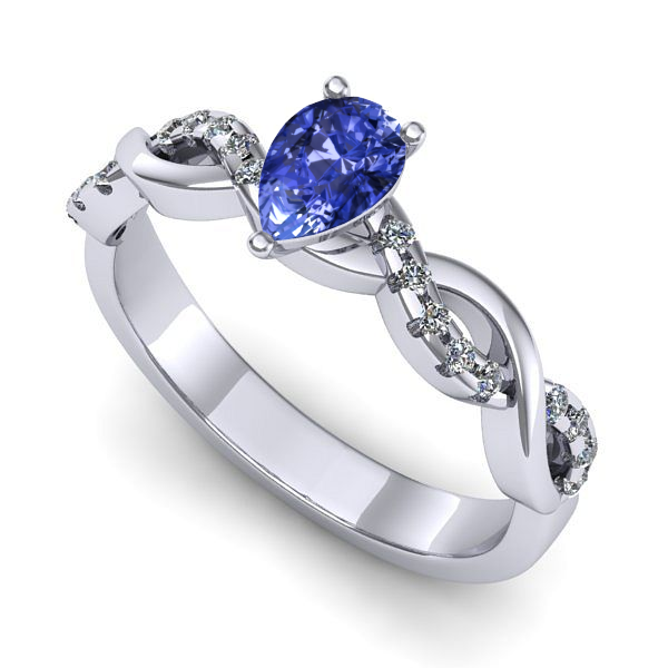 Inel de logodna din aur alb cu tanzanit