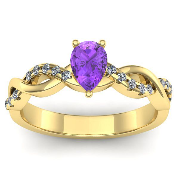 Inel de logodna cu ametist lacrima