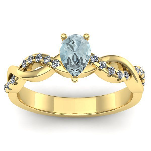 Inel logodna cu aquamarin lacrima