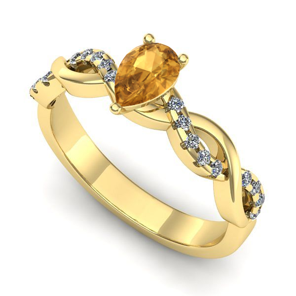 Inel de logodna din aur galben cu citrin