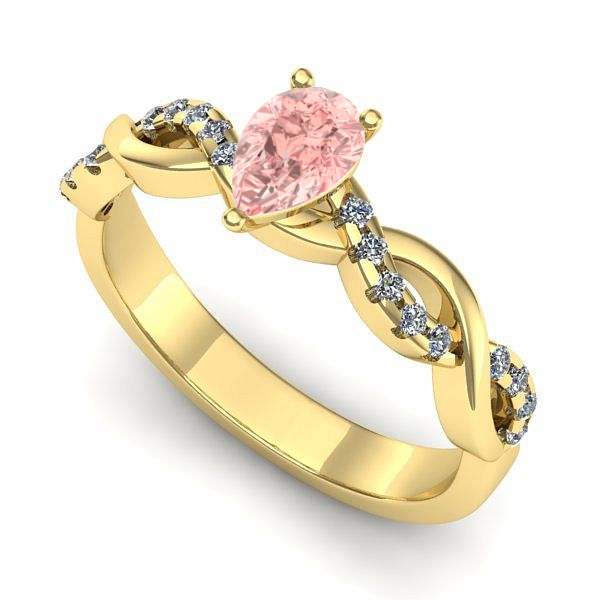 Inel din aur galben cu diamant de laborator roz