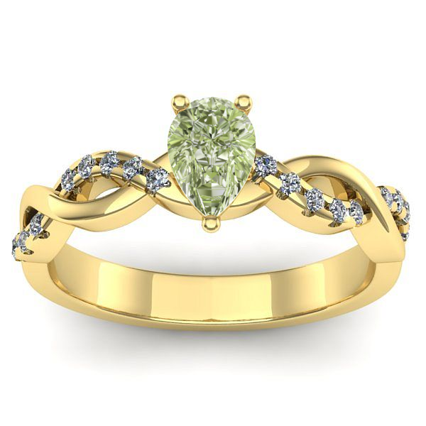 Inel cu diamant de laborator verde lacrima