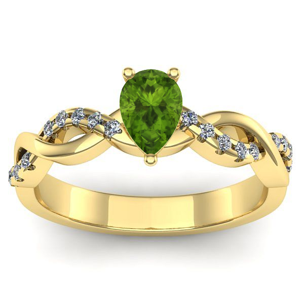 Inel de logodna cu peridot lacrima
