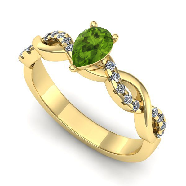 Inel de logodna din aur galben cu peridot