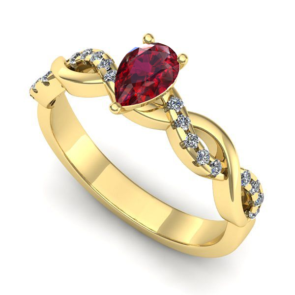 Inel de logodna din aur galben cu rubin
