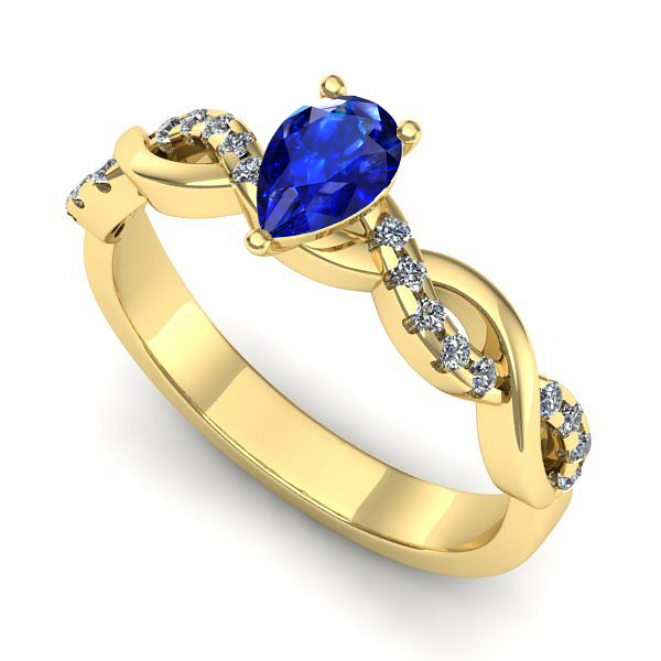 Inel logodna din aur galben cu safir