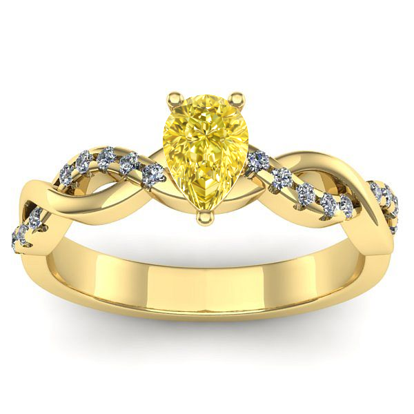 Inel logodna cu safir galben lacrima