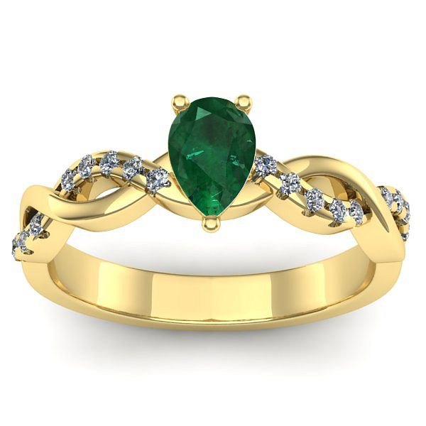 Inel logodna cu smarald lacrima