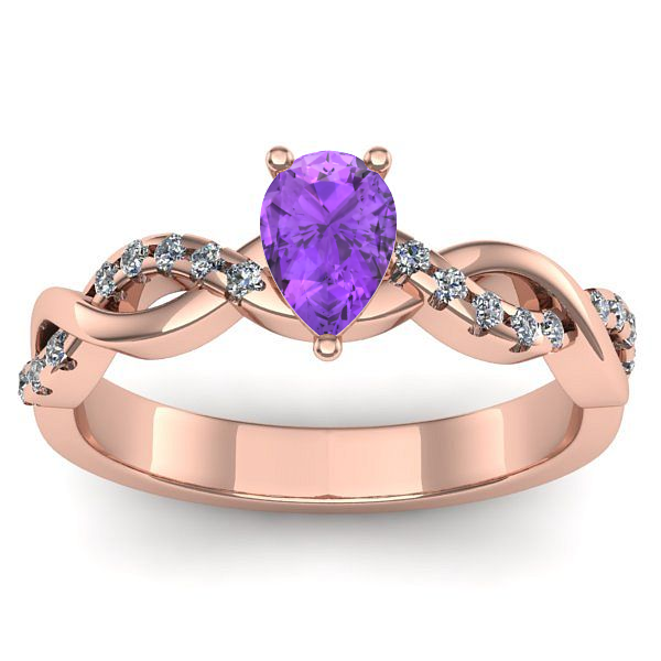 Inel de logodna cu ametist lacrima