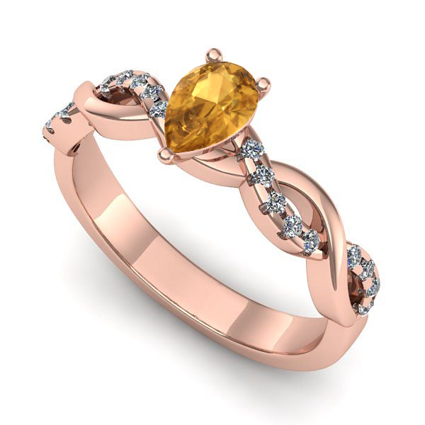 Inel logodna din aur roz cu citrin