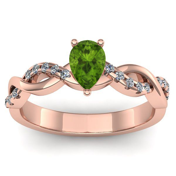 Inel de logodna cu peridot lacrima