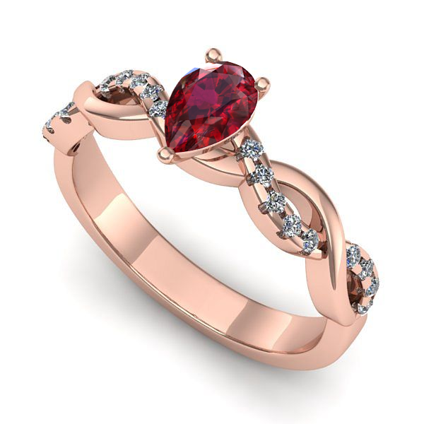 Inel din aur roz cu rubin