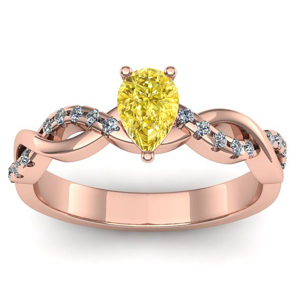 Inel logodna cu safir galben lacrima