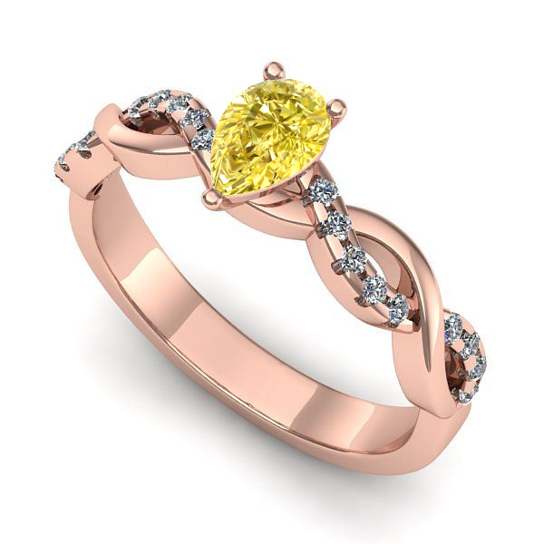 Inel logodna din aur roz cu safir galben