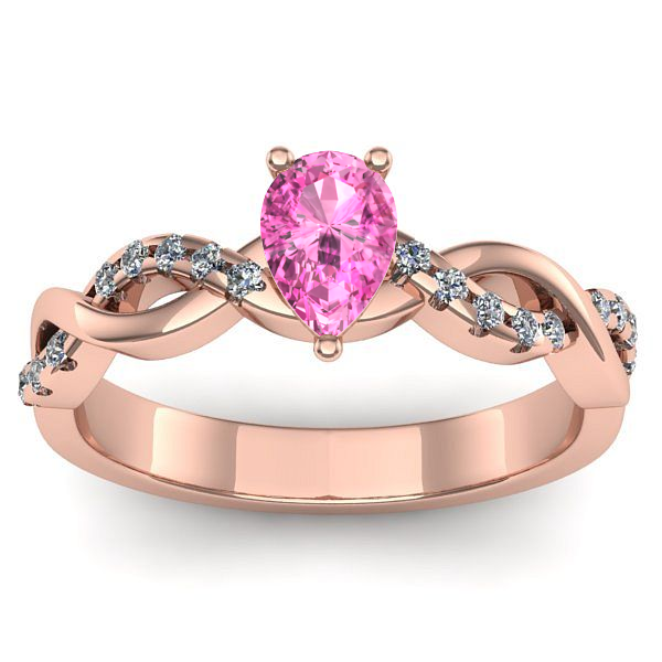 Inel de logodna cu safir roz lacrima