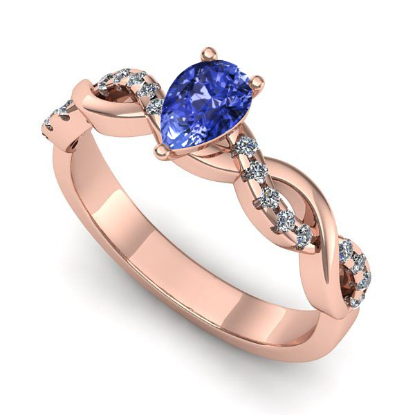 Inel logodna din aur roz cu tanzanit