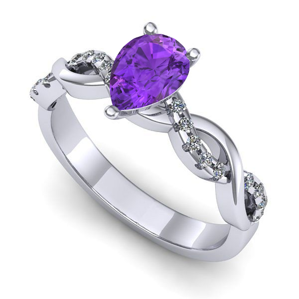 Inel din aur alb cu ametist