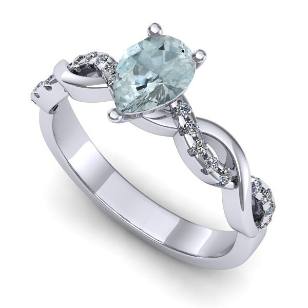 Inel din aur alb cu aquamarin