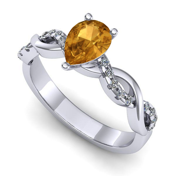 Inel de logodna din aur alb cu citrin