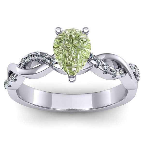 Inel cu diamant de laborator verde lacrima