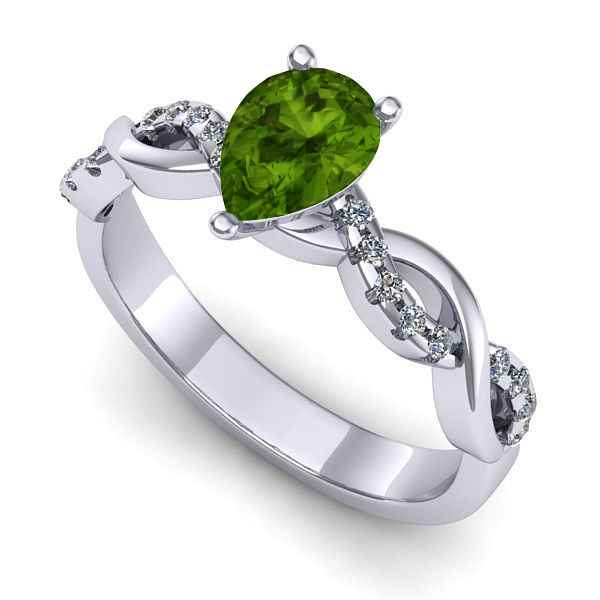 Inel din aur alb cu peridot