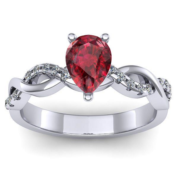Inel logodna cu rubin lacrima