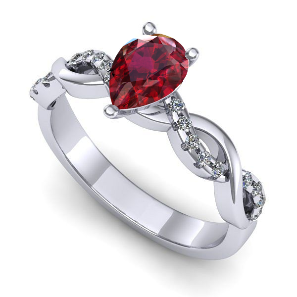 Inel de logodna din aur alb cu rubin