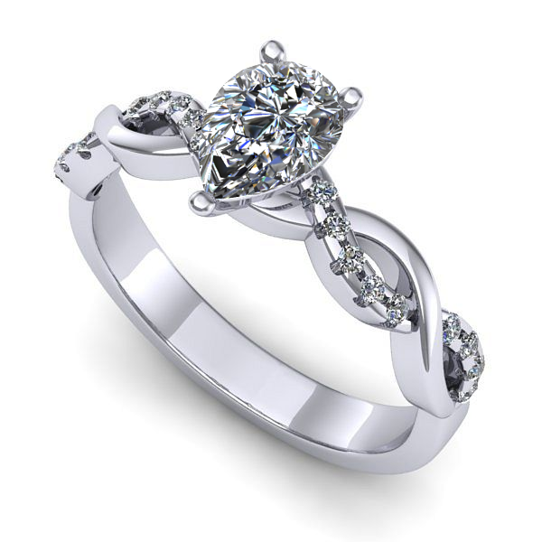 Inel logodna din aur alb cu safir alb