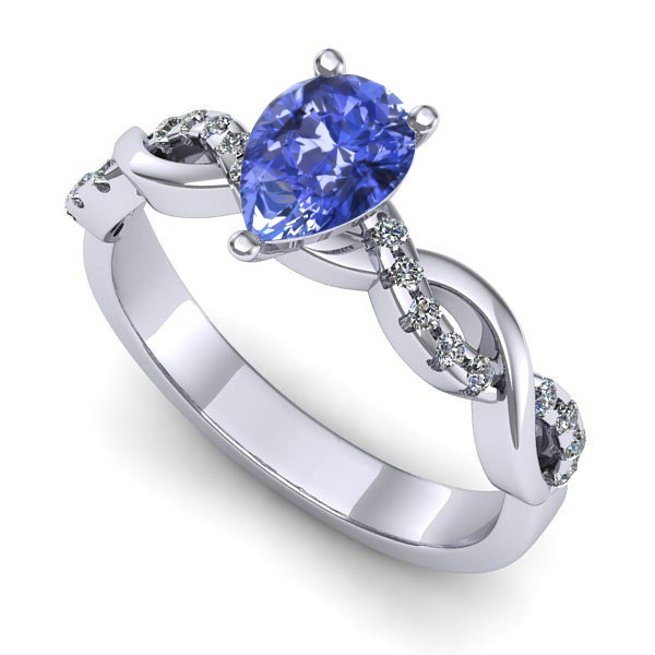 Inel din aur alb cu tanzanit