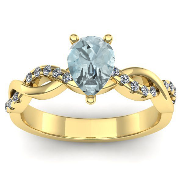 Inel logodna cu aquamarin lacrima