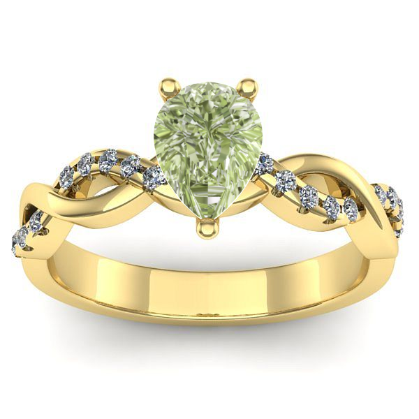 Inel de logodna cu diamant de laborator verde lacrima