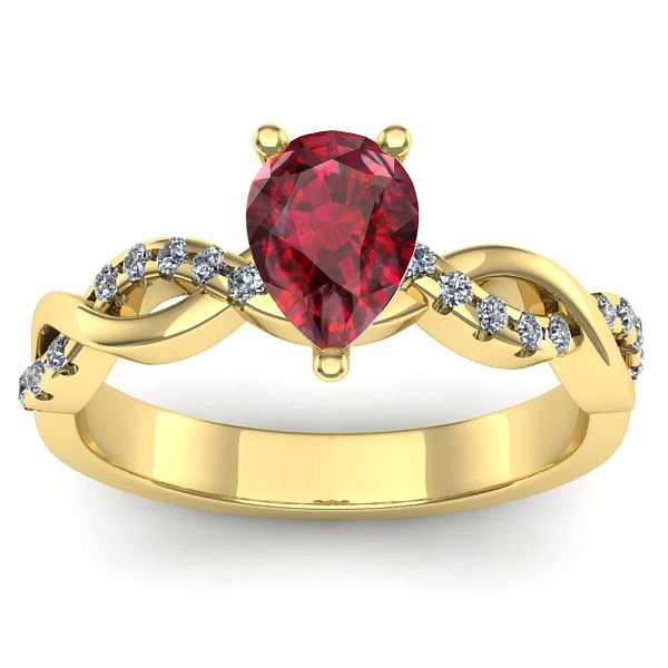 Inel logodna cu rubin lacrima