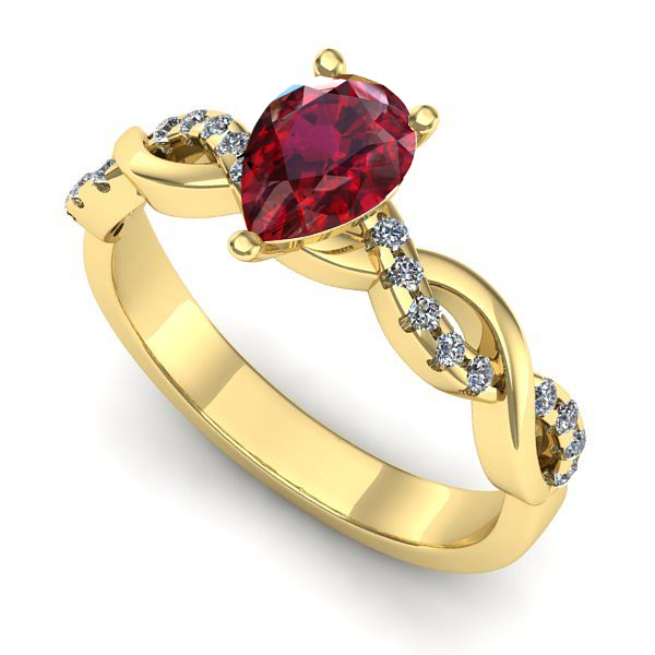 Inel logodna din aur galben cu rubin