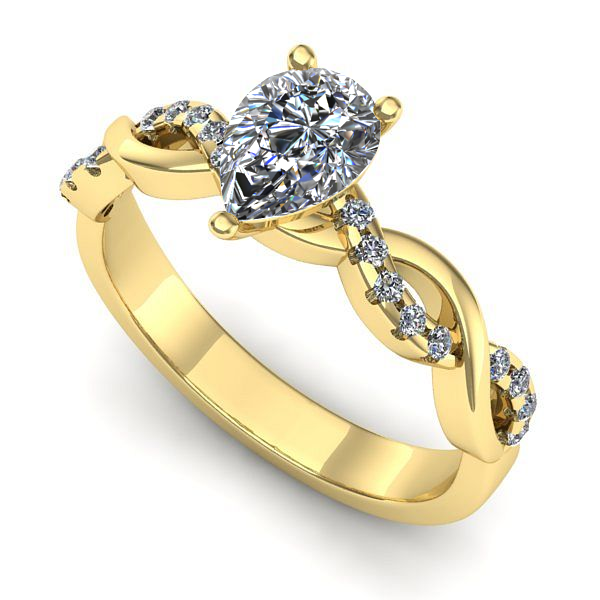 Inel logodna din aur galben cu diamant de laborator