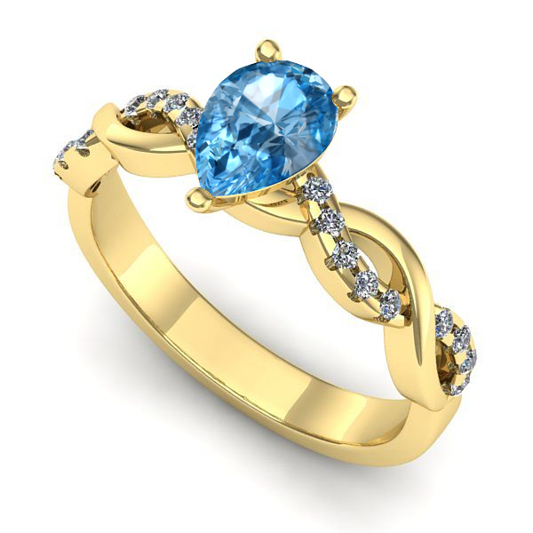 Inel din aur galben cu topaz blue