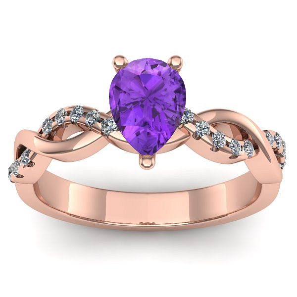 Inel de logodna cu ametist lacrima